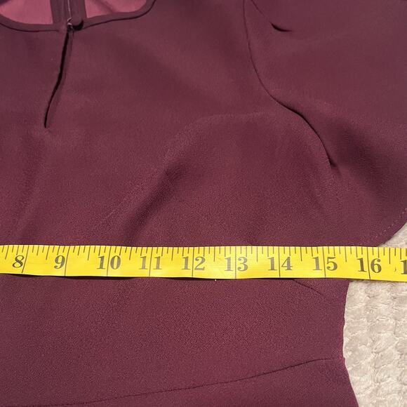 Loft Womens Fit Flare Short Sleeve Knee Length Burgundy Dress‎ Size 4 - Picture 5 of 6